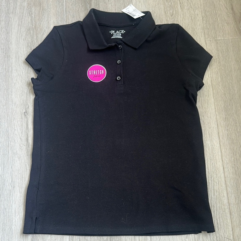 NWT Place Kids Black Polo Shirt Sz large